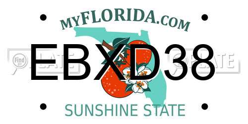 EBXD38 Florida License Plate