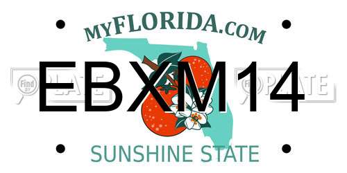 EBXM14 Florida License Plate