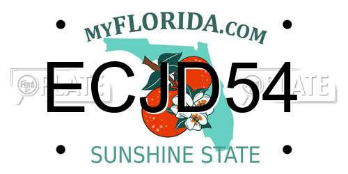 ECJD54 Florida License Plate