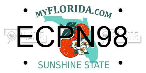 ECPN98 Florida License Plate