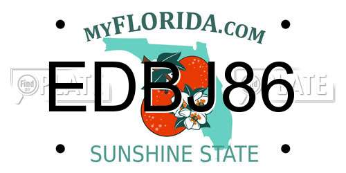 EDBJ86 Florida License Plate