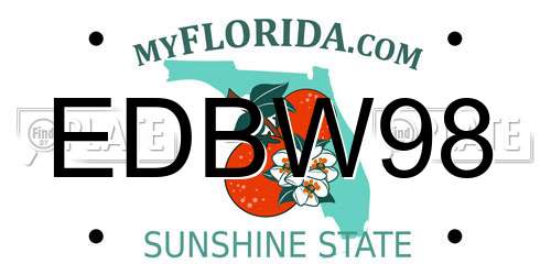 EDBW98 Florida License Plate