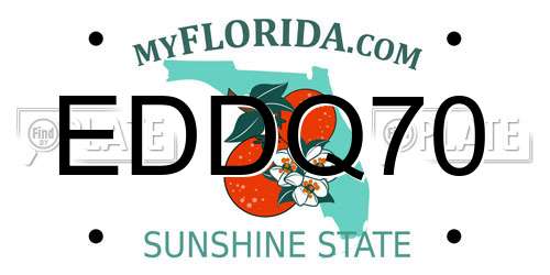 EDDQ70 Florida License Plate
