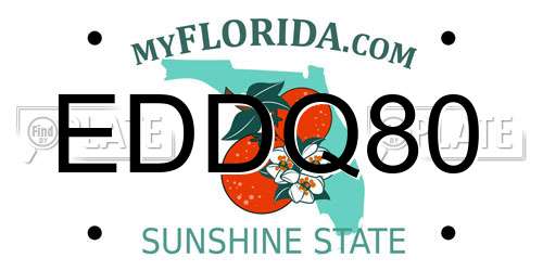 EDDQ80 Florida License Plate
