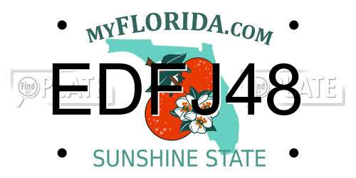 EDFJ48 Florida License Plate