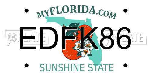 EDFK86 Florida License Plate