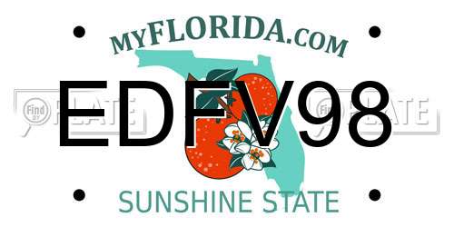 EDFV98 Florida License Plate