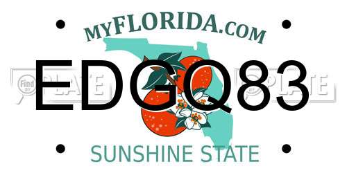 EDGQ83 Florida License Plate