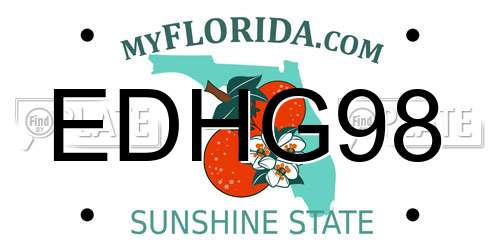 EDHG98 Florida License Plate