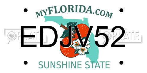 EDJV52 Florida License Plate