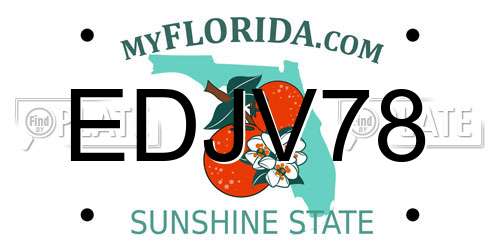 EDJV78 Florida License Plate