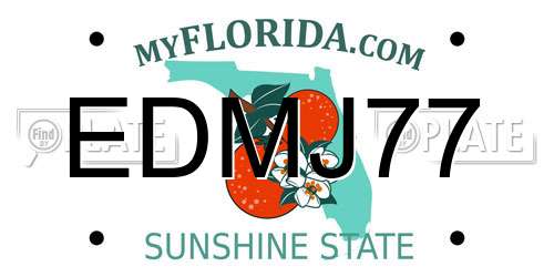 EDMJ77 Florida License Plate