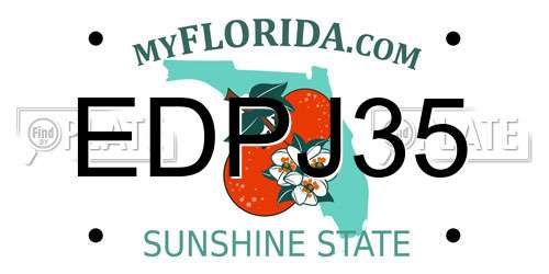 EDPJ35 Florida License Plate