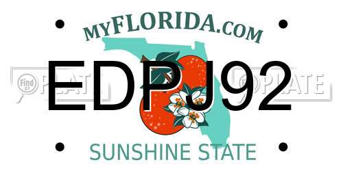 EDPJ92 Florida License Plate