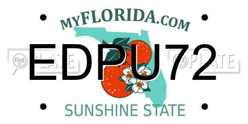 EDPU72 Florida License Plate