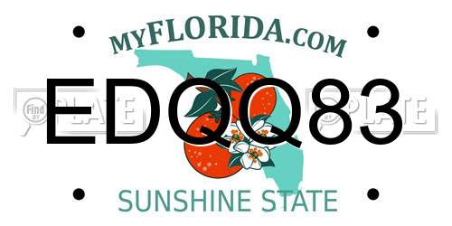 EDQQ83 Florida License Plate