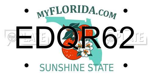 EDQR62 Florida License Plate