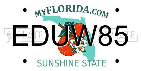 EDUW85 Florida License Plate