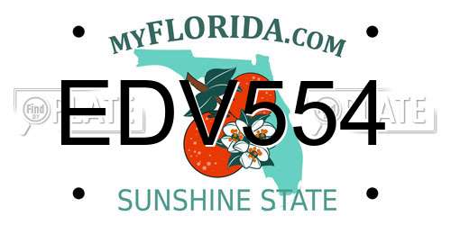 EDV554 Florida License Plate
