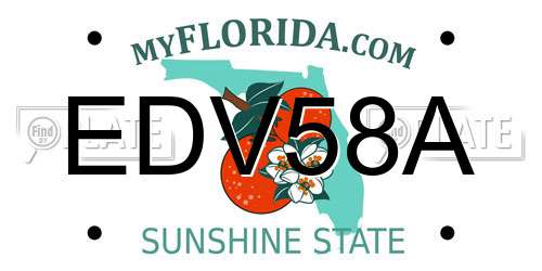 EDV58A Florida License Plate
