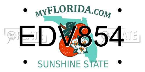 EDV854 Florida License Plate