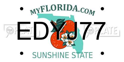 EDYJ77 Florida License Plate