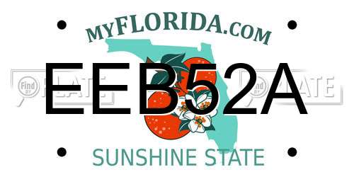EEB52A Florida License Plate