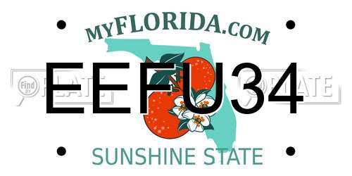 EEFU34 Florida License Plate