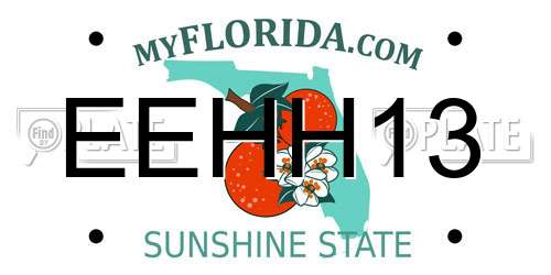 EEHH13 Florida License Plate