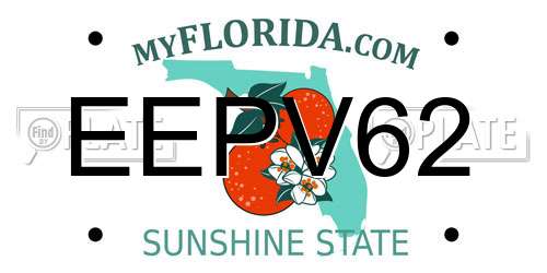 EEPV62 Florida License Plate
