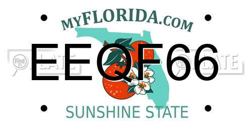 EEQF66 Florida License Plate