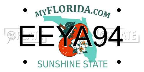 EEYA94 Florida License Plate