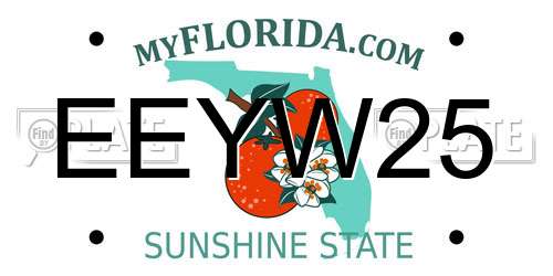 EEYW25 Florida License Plate