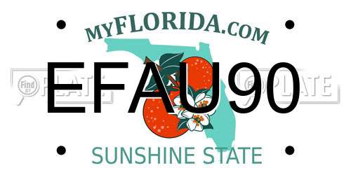 EFAU90 Florida License Plate
