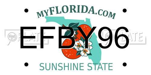 EFBY96 Florida License Plate
