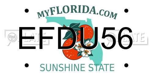 EFDU56 Florida License Plate