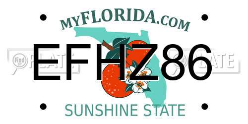 EFHZ86 Florida License Plate