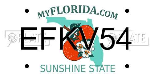 EFKV54 Florida License Plate