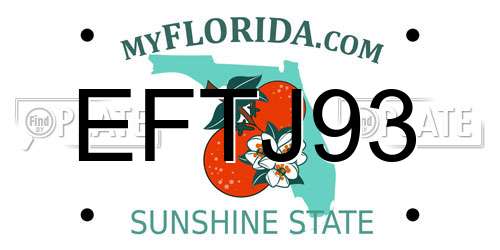 EFTJ93 Florida License Plate