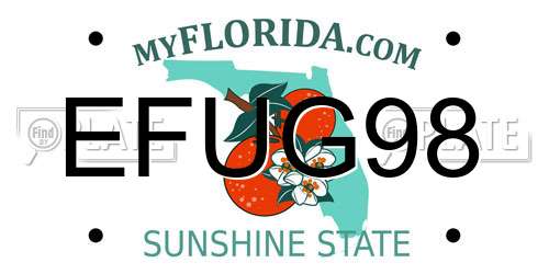 EFUG98 Florida License Plate