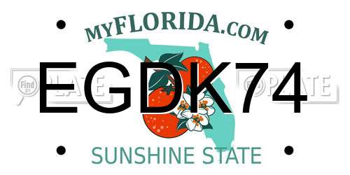 EGDK74 Florida License Plate