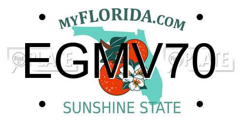 EGMV70 Florida License Plate