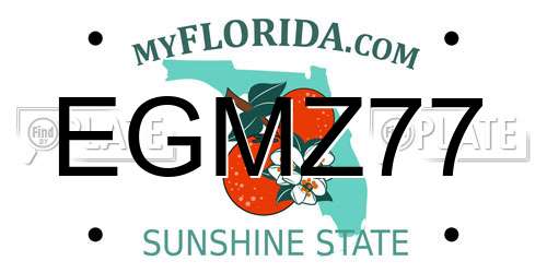 EGMZ77 Florida License Plate