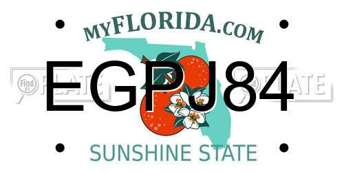 EGPJ84 Florida License Plate