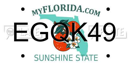 EGQK49 Florida License Plate