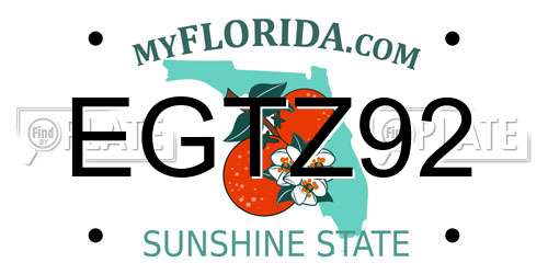 EGTZ92 Florida License Plate
