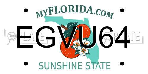 EGVU64 Florida License Plate