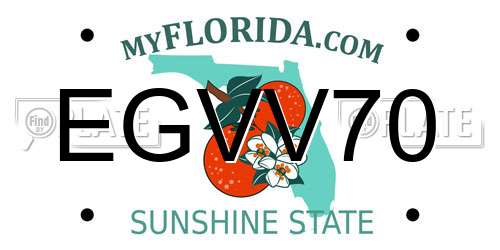 EGVV70 Florida License Plate