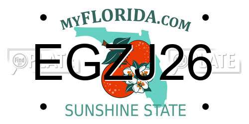 EGZJ26 Florida License Plate