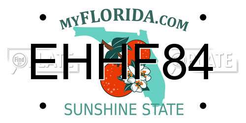 EHHF84 Florida License Plate
